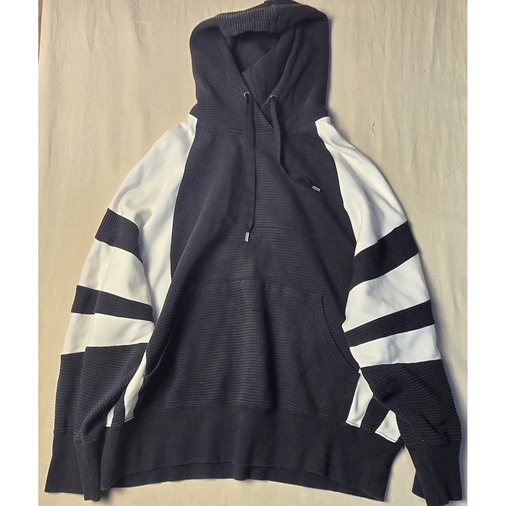 Adidas Originals‎ EQT Hoodie Women's L Black White CD6880 Stripe Pullover Rare